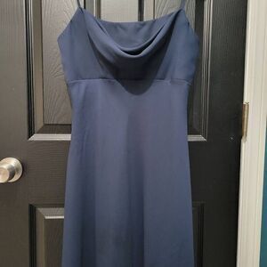 Michaelangelo Size 6 navy blue full length dress prom bridesmaid